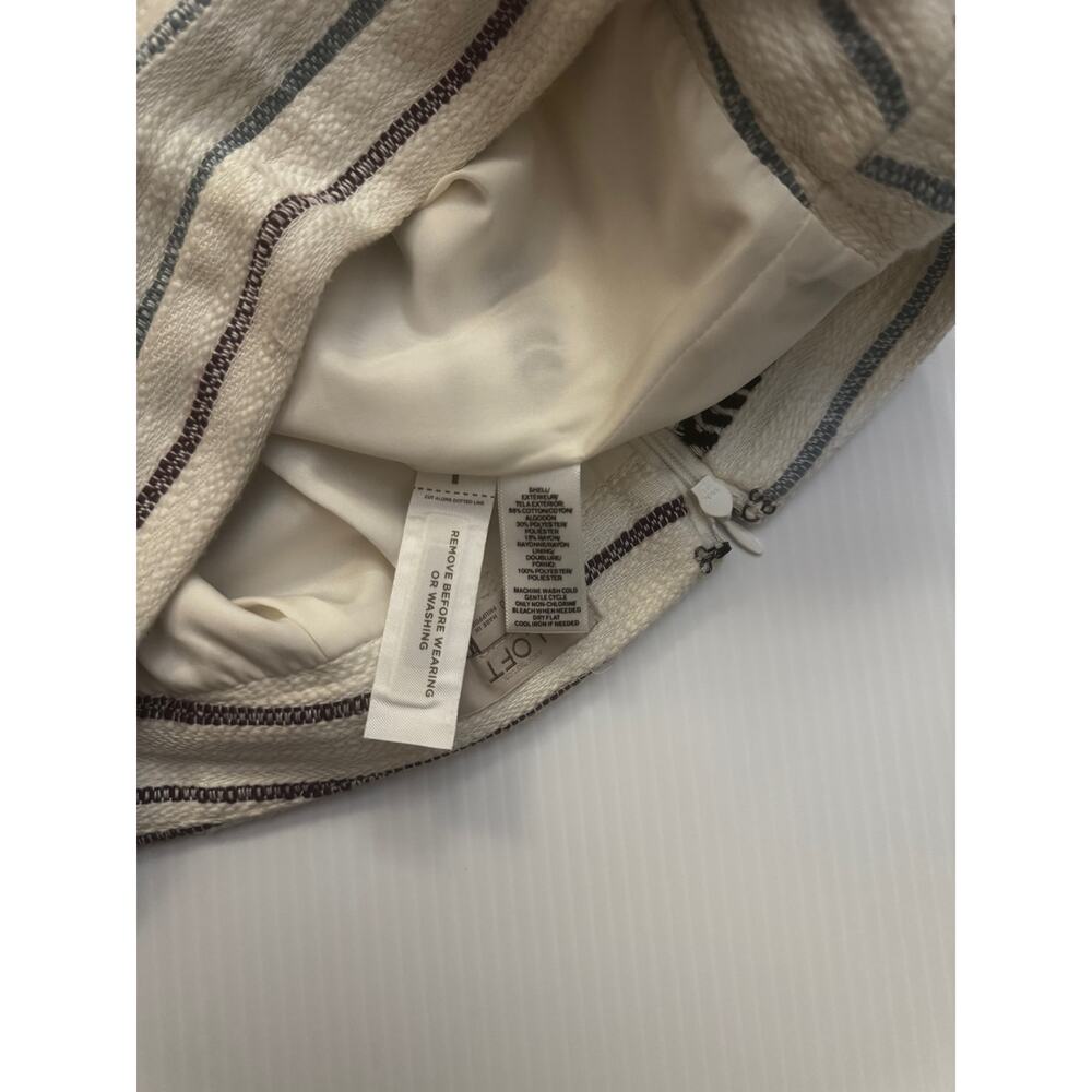 Ann Taylor LOFT Faux Wrap Mini Skirt 0 Cream Striped Euro Summer Vacation Resort - Picture 11 of 16